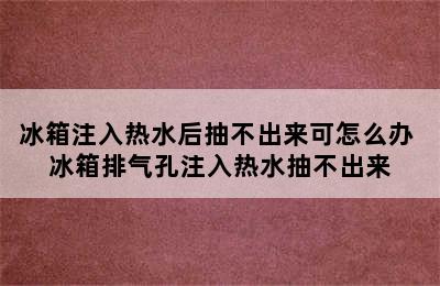 冰箱注入热水后抽不出来可怎么办 冰箱排气孔注入热水抽不出来